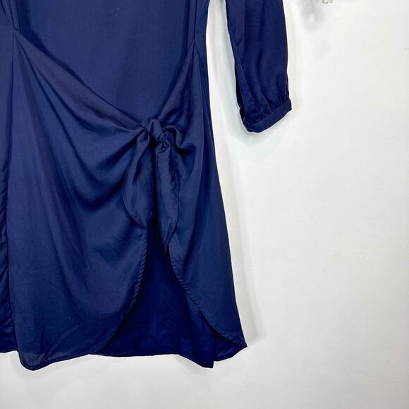 J. MCLAUGHLIN navy sheath dress side wrap tie front panel 3247 - Picture 3 of 9